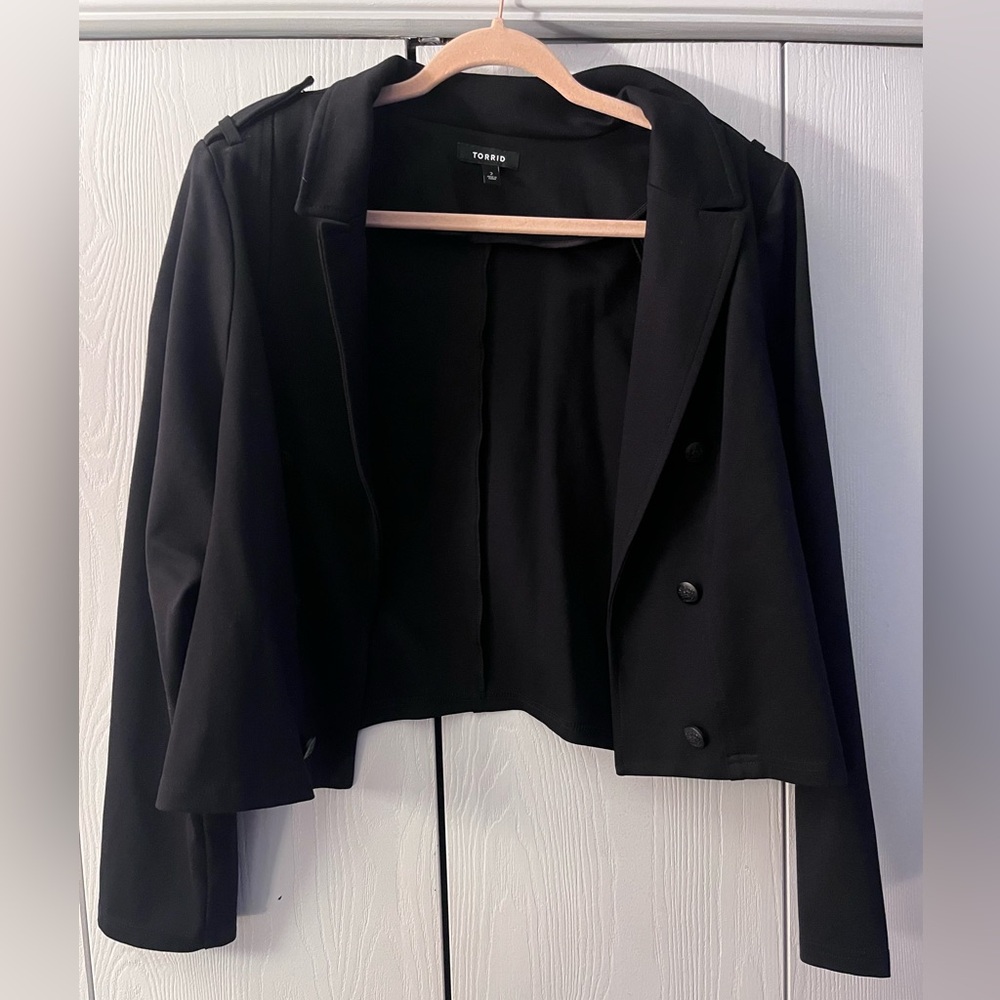Torrid Women's Military Crop Black Blazer